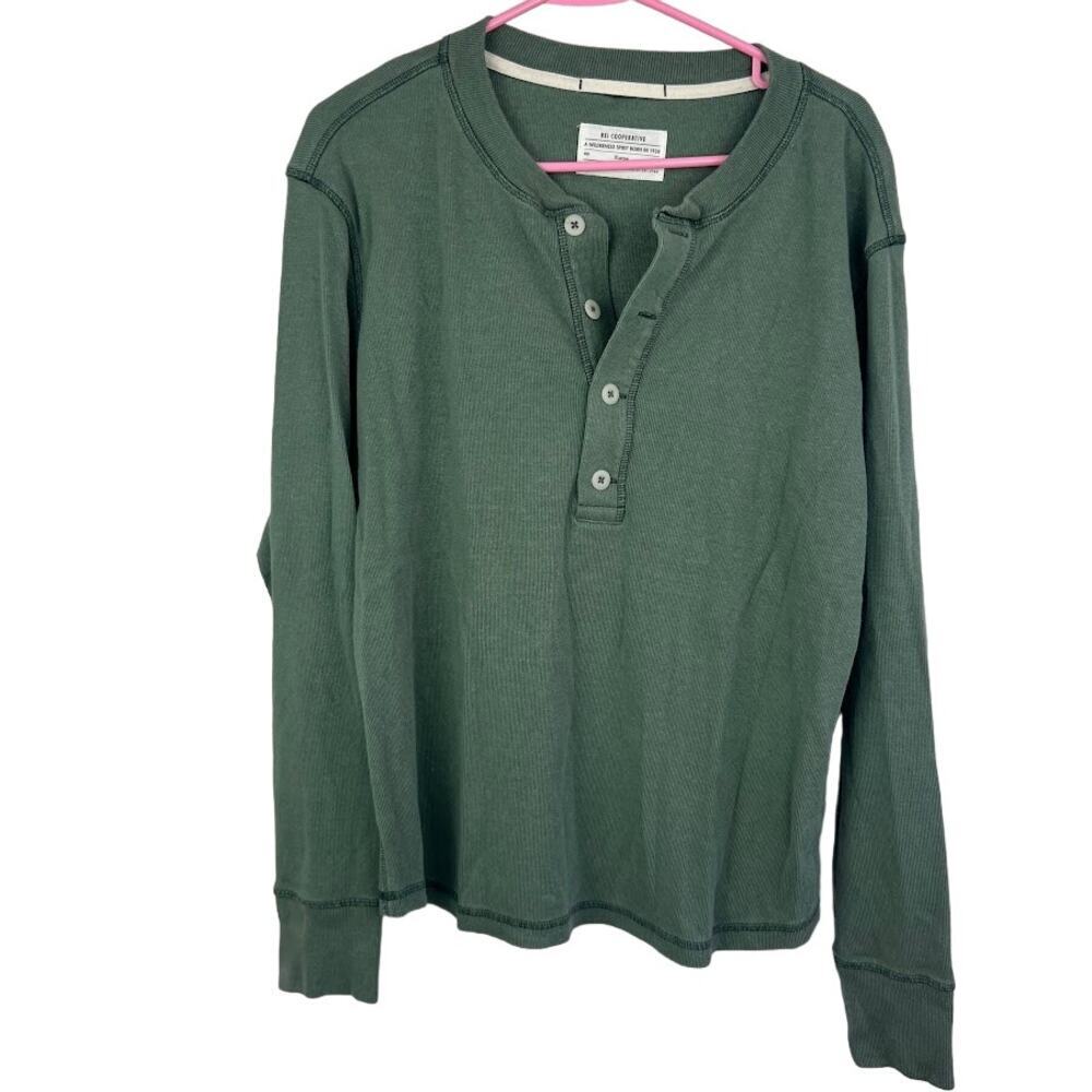 rei cooperative green farlands Henley long sleeve shirt size XL hemp blend